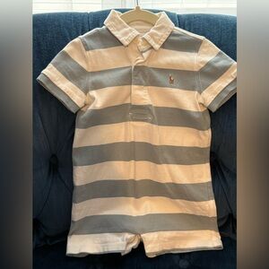 Ralph Lauren Kids Light Blue and White Striped Polo